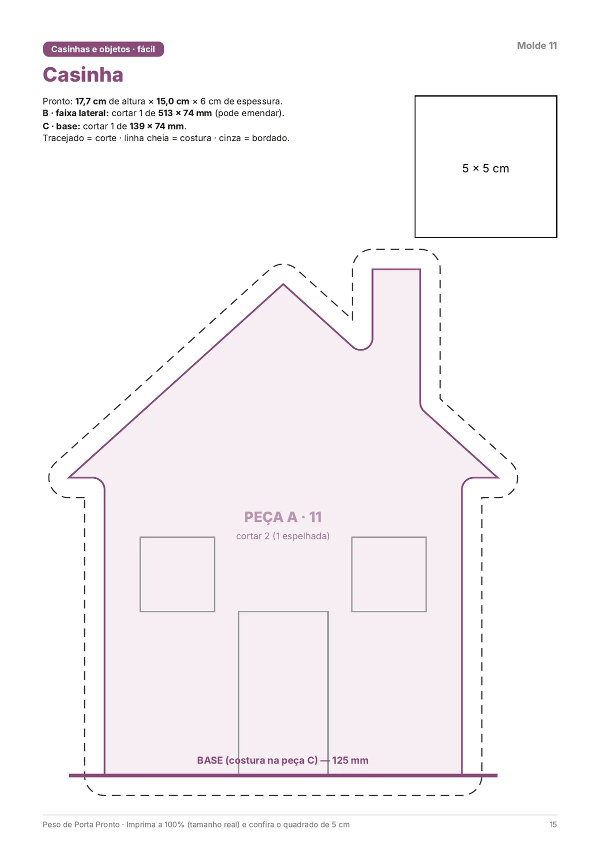 Página real do PDF Peso de Porta Pronto: molde da casinha